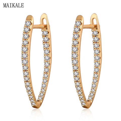 MAIKALE Trendy Stud Earrings for Women V-shape Metal AAA Cubic Zirconia Zircon Clip on Earing New Fashion Jewelry Brincos Bijoux ► Photo 1/6