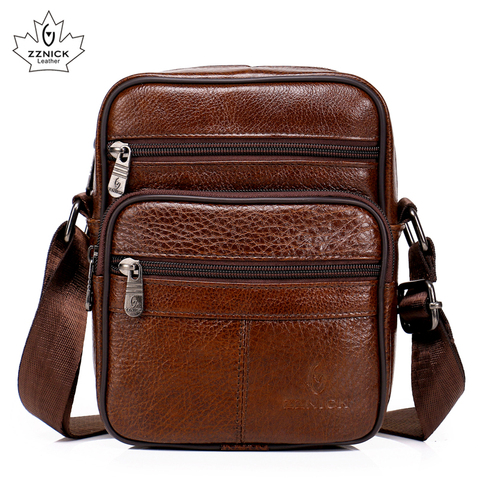 ZZNICK Genuine Cowhide Leather Shoulder Bag Small Messenger Bags Flap Crossbody Bag Handbags 2022 Men Travel New Fashion Men Bag ► Photo 1/6