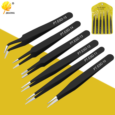 6pcs Fashion Nail Art Gel Picking Tool Rhinestones Gem Decor Black Eyelash Tweezers DIY hand clip ► Photo 1/6