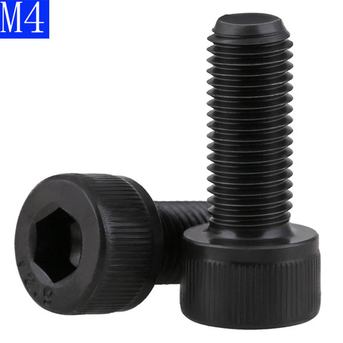 M4 x 0.7   4mm Black 12.9 Grade Alloy Steel Allen Hex Socket Cap Head Screw DIN 912 ► Photo 1/4