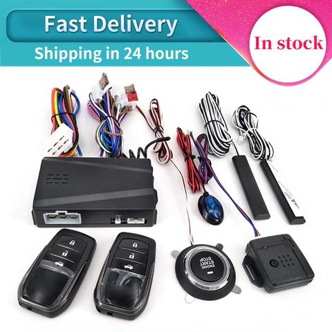 12V Auto Car SUV Keyless Entry Engine Start SUV Keyless Alarm System Push Button Remote start stop Auto Car Accessories Tool ► Photo 1/6