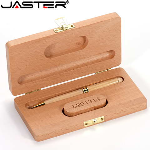 JASTER Beech Ballpoint Pen Case+ USB flash drive 4GB 8GB 16GB 32GB 64GB  usb pendrive Exquisite gift (Custom logo) ► Photo 1/6
