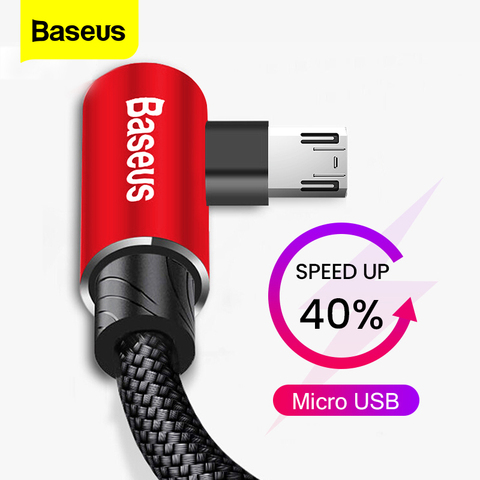 Baseus 90 Degree Micro USB Cable For Xiaomi Samsung Fast Charging Charger USB Data Microusb Cable Android Mobile Phone Cable ► Photo 1/6