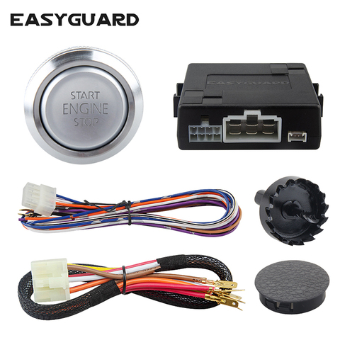 EASYGUARD Silver Start Stop Engine Button Remote Engine Start Optional Keyless Go System with Transponder es002-p3 DC 12V ► Photo 1/6