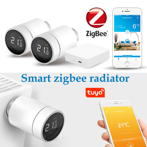 Tuya Smart Home ZigBee TRV Thermostat Radiator Valve Actuator Programmable Temperature Controller Support Alexa Google Assistant ► Photo 1/6