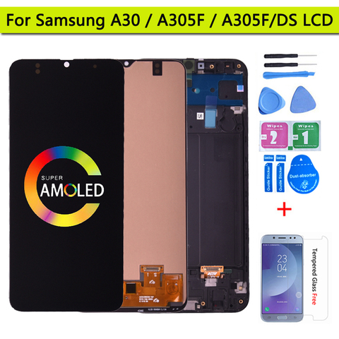 Super Amoled For Samsung GALAXY A30 LCD Display with Touch Screen Digitizer Assembly A305/DS A305FN A305G A305GN A305YN LCD ► Photo 1/6