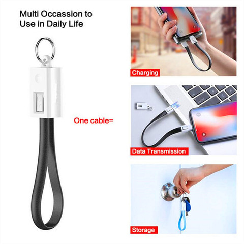 Short Mini Keychain USB Cable Fast Charging Wire Micro USB C Type C For iPhone iPod Android Charger Data Sync Charge Cables Cord ► Photo 1/6