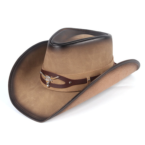 Classical Unisex Leather Cowboy Hats Women Men Western Cowboy Hat For Dad Gentleman Lady Sombrero Hombre Jazz Caps Good Package ► Photo 1/6