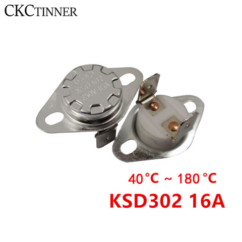 1pcs  16A 250V 40-130 degree KSD302 Normally  closed Temperature Switch Thermostat 40 45 50 55 60 65 70 75 80 85 90 95 100 ► Photo 1/1