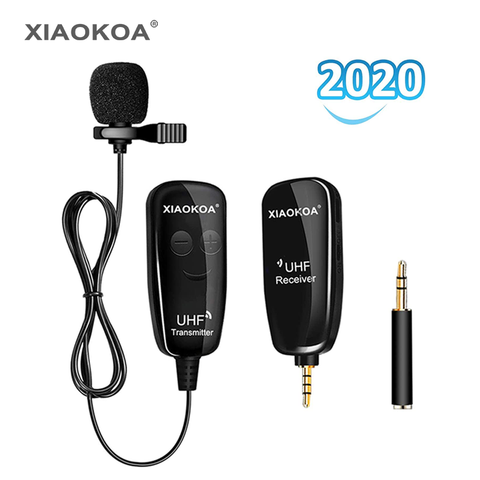 XIAOKOA UHF Lavalier Lapel Wireless Microphone Recording Vlog Youtube Live Interview for Iphone Ipad PC Android DSLR microphone ► Photo 1/6