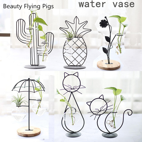 Home Party Decoration Vase Abstract Black Lines Minimalist Abstract Iron Vase Dried Flower Vase Racks Nordic Flower Ornaments ► Photo 1/6