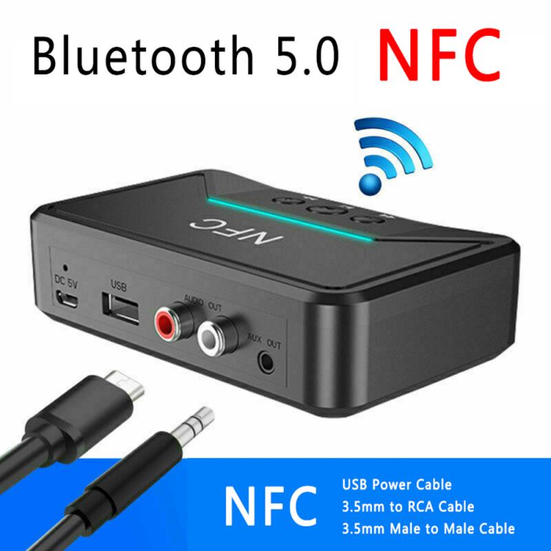 Ricevitore Bluetooth Bluetooth da tavolo trasmettitore Bluetooth 5.0 3,5 mm AUX Jack RCA adatto per smartphone dispositivi Kcnsieou NFC