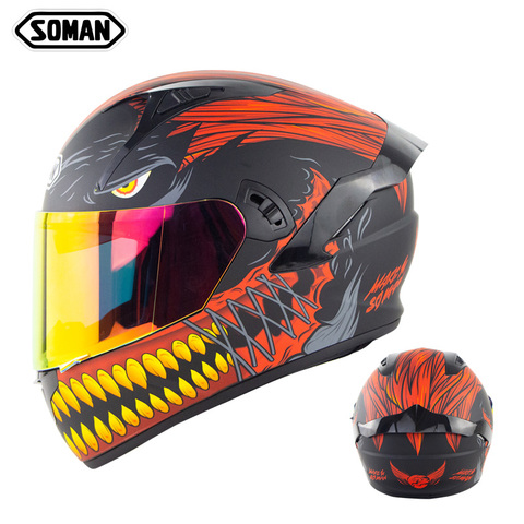 Newest Double Lens Motorcycle Helmets Full Face SOMAN SM968 DOT Approval - Price history & Review | AliExpress Seller - Brand | Alitools.io