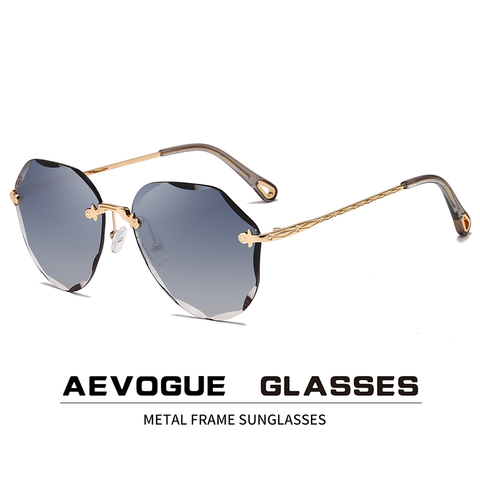AEVOGUE Sunglasses For Women ladies Rimless Diamond cutting Lens Brand Designer Ocean Shades Vintage Sun Glasses AE0637 ► Photo 1/6