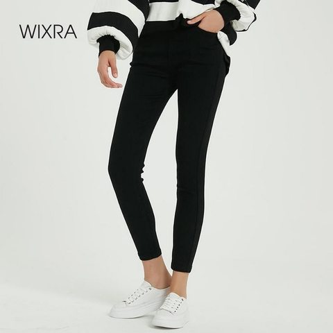 Wixra Slim Pencil Jeans Pants All Base Match Elastic Waist Ankle-length Basic Skinny Denim Trousers Spring Autumn ► Photo 1/6