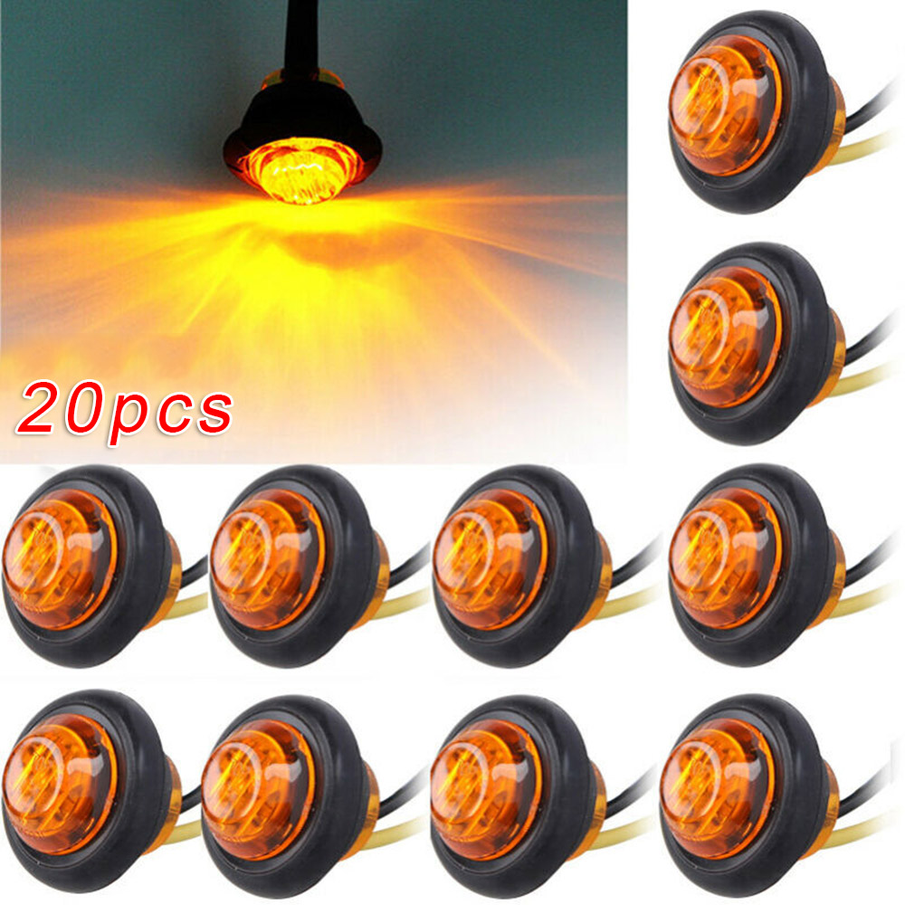 20 PCS Round Amber LED Light Front Rear Side Marker Indicators Light for Truck Bus Trailer Caravan Boat Motocycle 12V ► Photo 1/6