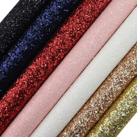 30x134cm Roll Red Black Blue Plain Dyed Chunky Glitter Fabric Leather For Bows Earring Home Decoration Bag DIY AY071 ► Photo 1/5