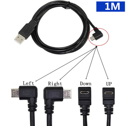 USB 2.0 TYPE A TO MICRO USB 90 DEGREE RIGHT ANGLE CABLE 0.25M 1.5M ► Photo 1/6