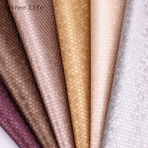 Lychee Life A4 Honeycomb Pattern PVC Leather Fabric Artificial Bag Elastic Sewing Fabric For Garment Clothes Making ► Photo 1/6