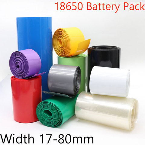 18650 Lipo Battery PVC Heat Shrink Tube Pack Width 17mm ~ 80mm Insulated Film Wrap lithium Case Cable Sleeve Blue Multicolor ► Photo 1/6