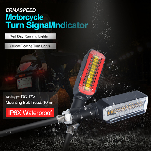 Universal Motorcycle LED Turn Signals Lights Flowing Water Blinker DRL Waterproof Flasher Stop Tail Lamp Indicator Lightings ► Photo 1/6