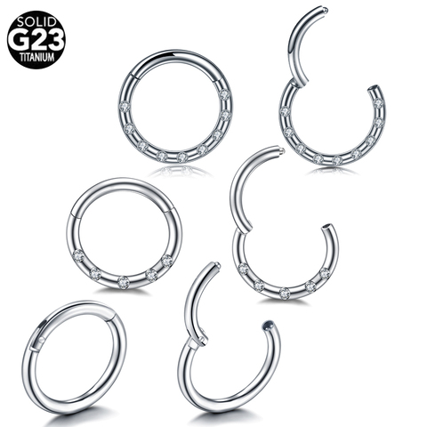 1Pc Titanium Nose Ring Hoop Gems Septum Rings Clicker Piercing Tragus Steel Nose Piercing Oreja Helix Earrings Pircing Nariz ► Photo 1/6