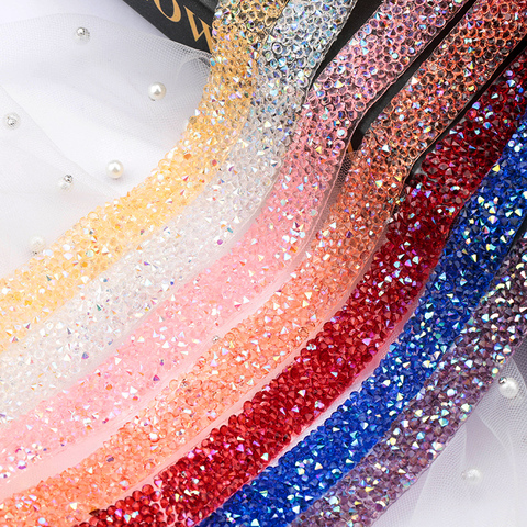 15mm 1Yard Sewing Resin Trim Strass Hot Fix Rhinestone Tape Applicator Ribbon With Rhinestones Iron On Appliques ► Photo 1/6