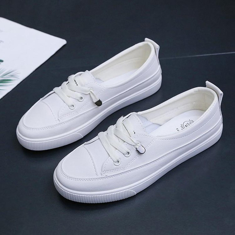 2022 Low platform sneakers women shoes female pu leather Walking sneakers Loafers White flat slip on vulcanize casual shoes ► Photo 1/6
