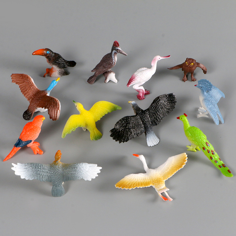 Simulation Animal Model 12pcs Sea Eagle Parrot Turkey Bird Action Figures Plastic Mini Figurines Kids Toys ► Photo 1/6