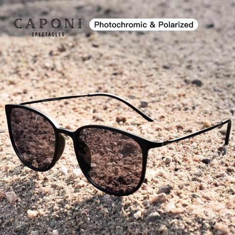 CAPONI Oval Men's Sunglasses Photochromic Polarized Sun Glasses For Men Protect UV Ray 2022 New Super Light Eye Glasses BS520 ► Photo 1/6