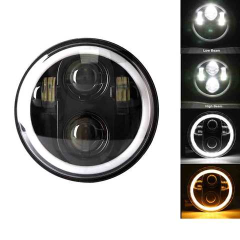 5.75 Inch Black Halo Angel Eyes LED Headlight For Harley Sportster 1200 883 Street 500 750 5-3/4