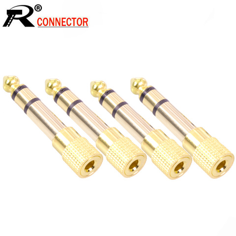 10pcs/lot 6.35mm Stereo 3-pole Male Plug to 3.5mm Female Jack Audio Adapter Gold Plated Microphone Connector Audio Converter ► Photo 1/6