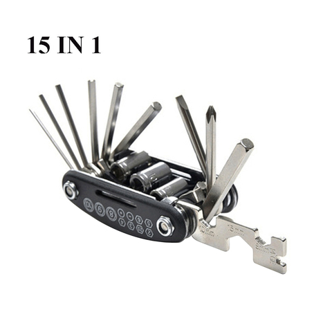 15-in-1 Bike Repair Tool Portable Folding Design Screwdriver Wrench Bicycle Repair Multitool Pocket Tool ► Photo 1/6