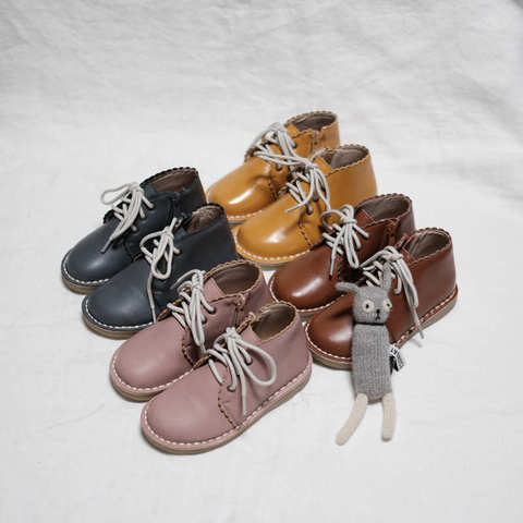 Genuine Leather Children's boots hand-made Cowhide Girls casual boots Boy's riding boots Student kids shoes ► Photo 1/6