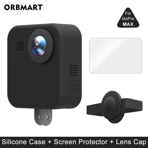 Silicone Case for GoPro MAX 360 Tempered Glass Screen Protector Protective Lens Cap Housing Cover for Go Pro Max Accessories ► Photo 1/6