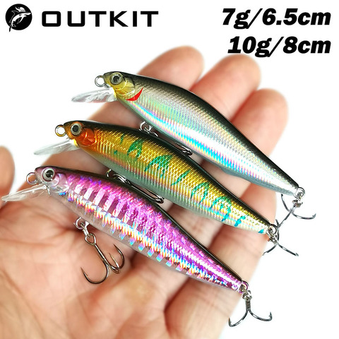 OUTKIT 1pcs Fishing Lure Minnow 7g10g Sinking Artificial Bait 3D Eyes Plastic Wobblers Tackle Pesca Far-casting Magnet System ► Photo 1/6