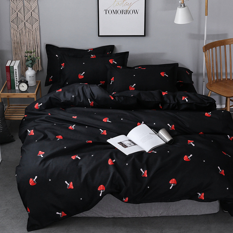 Mushroom Bed Linens Black, Red Bedding Sets King