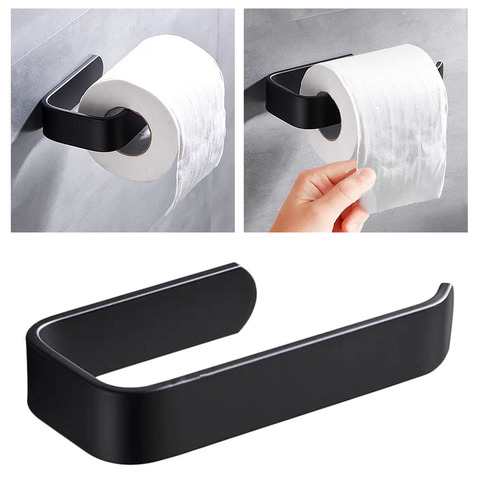 Acrylic Toilet Paper Holder Tissue Rack Wall Mounted Bathroom Kitchen Roll Holder Paper Tissue Rack Hook Modern Black Hanger ► Photo 1/6