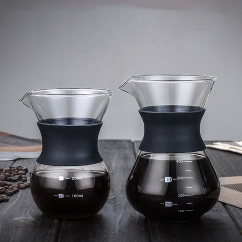 Reusable Glass Coffee Pot Manual Coffee Maker Stainless Steel Coffee Filter Durable Coffee Drip Pot Coffeeware 200/400ml ► Photo 1/6