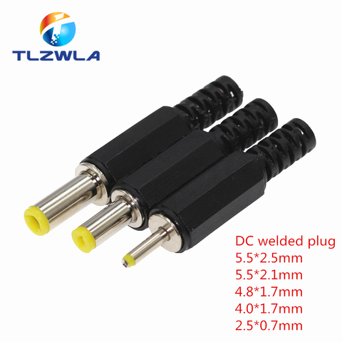 10pcs DC power adapter plug 5.5*2.1mm DC plug connector Welding line Male plug 5.5x2.5 4.8 1.7 1.35 0.7mm ► Photo 1/6