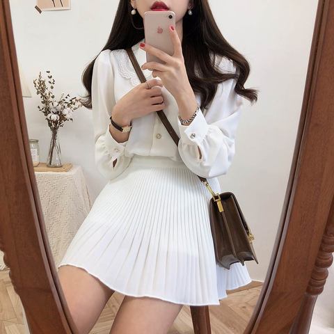 S-XL New Plus Size short Skirt Korean Skirt Women chiffon High Waist School Girl Skirt vintage mini skrits summer irregular ► Photo 1/6