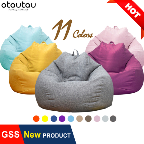 OTAUTAU Big XXL Linen Beanbag Sofa Cover No Filler Bean Bag Chair Pouf Bed Futon Ottoman Seat Tatami Puff Relax Lounge Furniture ► Photo 1/6