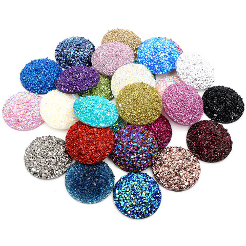 New Fashion 10pcs/lot 20mm 25mm Multi-Colors Natural Ore Flat Back Resin Cabochon Cameo Base Accessories For Jewelry Findings ► Photo 1/6