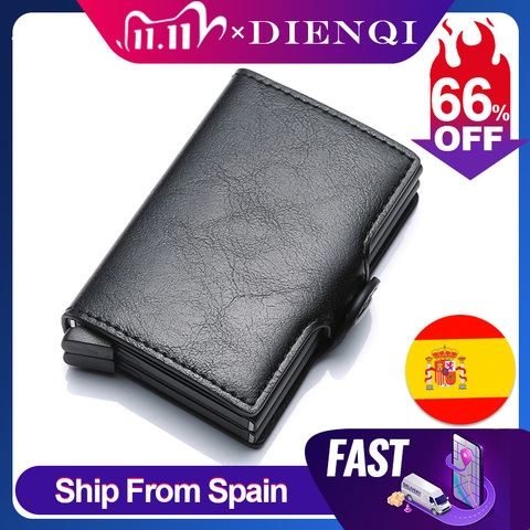 DIENQI Top Quality Wallet Men Money Bag Mini Purse Male Aluminium Rfid Card Holder Wallet Small Smart Wallet Thin Vallet Walet ► Photo 1/6