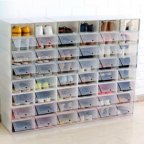 Flip Shoes Box Thickened Transparent Drawer Case Plastic Shoe Boxes Stackable Box Shoe Organizer Shoebox storage Shoe rack ► Photo 1/1