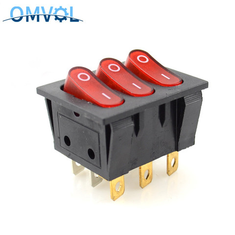 1PC three ways illuminated rocker switch 9 pins ► Photo 1/6