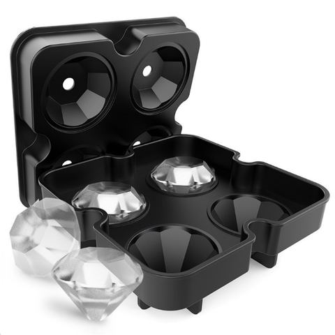 4 Cell Diamond Ice Ball Mold Silicone Ice Cube Tray Whiskey Ball Maker Ice Cream Molds Form Chocolate Mold For Party Bar ► Photo 1/6