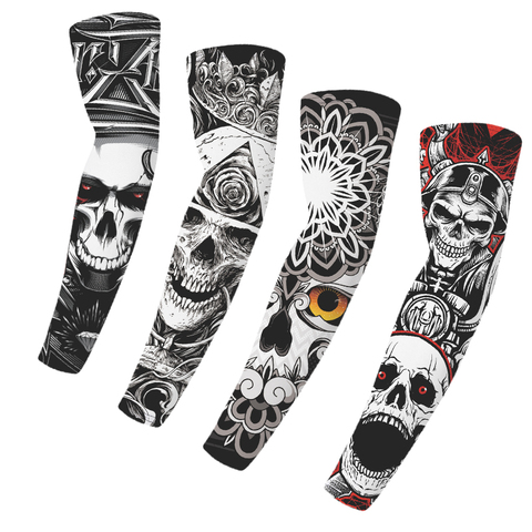 1pair 3D Skull Tattoo Printed Outdoor Cycling Sleeves Breathable Quick Dry UV Protection Running Arm Sleeves Sports Arm Warmers ► Photo 1/6