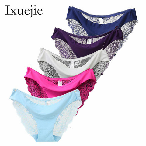 5pcs/lot S-XXL 5 Size Women Sexy Underwear Transparent Hollow Women's Lace Panties Seamless Panty Briefs Intimates ► Photo 1/6