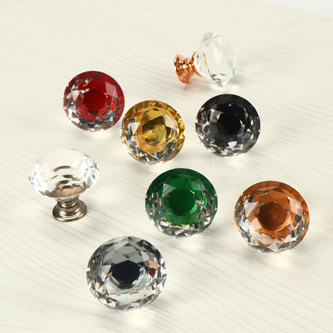 16pcs Glass Knob Drawer Door Crystal Diamond Handle Pull Dia 30mm for Wardrobes Cabinets Cupboards Furniture ► Photo 1/6